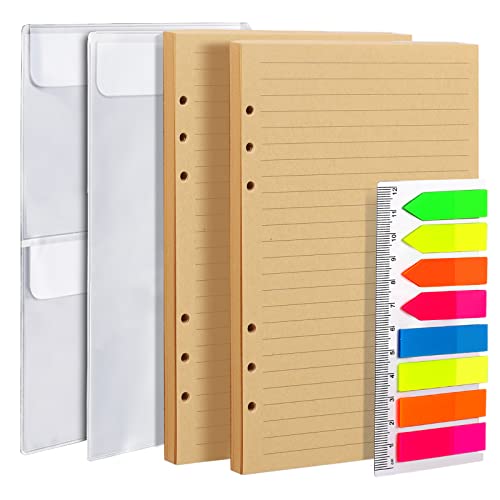 Pack de recharge pour carnet A5 comprenant papier ligné et pochettes de tri