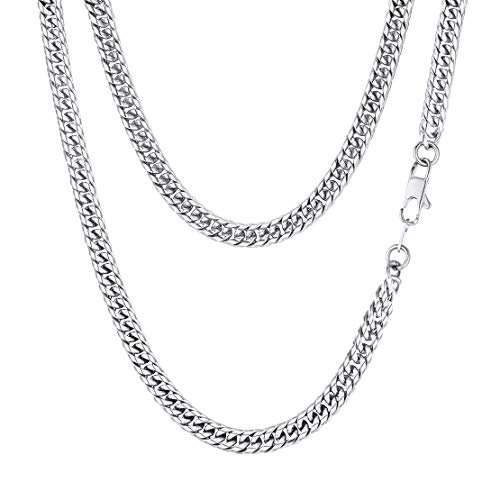 FindChic Men Curb Chain Necklace 18K Gold Plated/Stainless Steel/Black Chunky Double Tight Cuban Link Hip Hop Neck Chains for Men Boys 3.5MM/5MM/6MM/7MM/9MM/12MM 14''-30'' 8 Length Options (