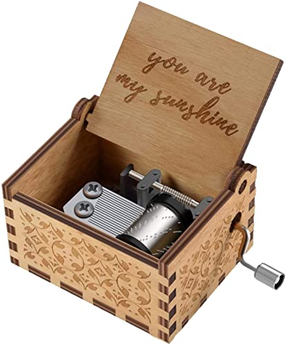 Funmo You Are My Sunshine Cajas de música de Madera, grabadas con láser, Vintage, Caja Musical de Madera, Regalos para cumpleaños, Navidad, día de San Valentín