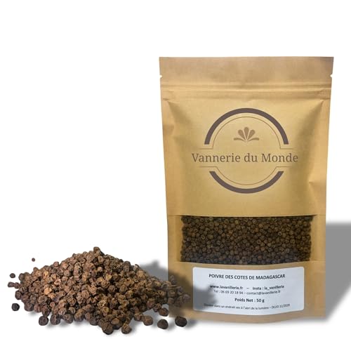 Poivre des Côtes de Madagascar – Grains Aromatiques & Huileux – Récolte Sélectionnée – Saveur Intense & Parfumée – Idéal Cuisine Gastronomique,...