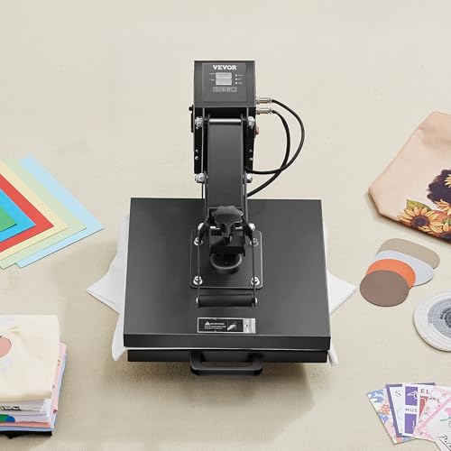 VEVOR Heat Press, 15 x 15 inch Heat Press Machine for T-Shirts, Fast and Even Heating, Easy to Use, High Pressure for Digital Industrial-Quality Sublimation Printer for Transfer Vinyl, T-Shirt, Black by VEVOR - Used condition - US$140.96
