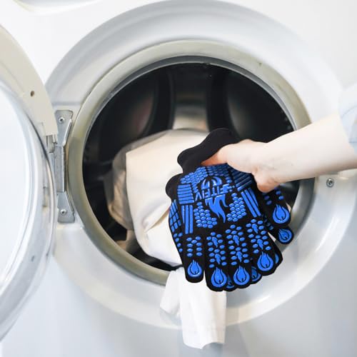 Image of BBQ Gloves, Oven Gloves, 1472F Extreme Heat Resistant Barbecue Gloves, Silicone Non-Slip Oven Mitts, Kitchen for Cooking, Grilling, and Baking