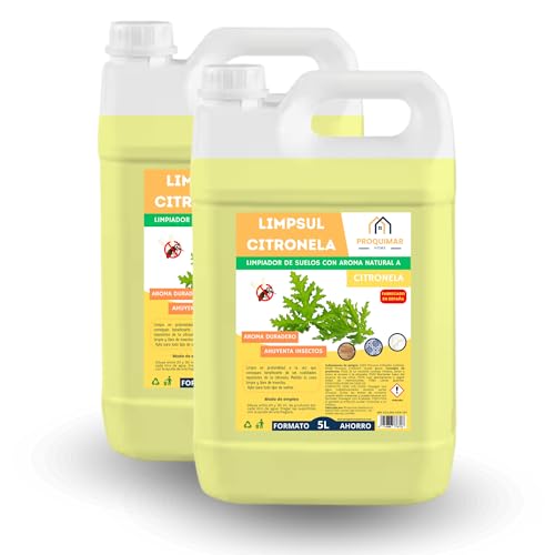 PACK DE 2 FREGASUELOS CON CITRONELA. LIMPSUL CITRONELA. LIMPIADOR CONCENTRADO CON AROMA NATURAL A CITRONELA. FORMATO AHORRO 5 + 5