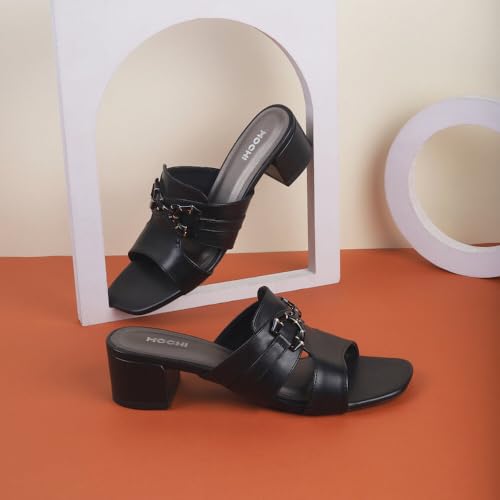 Image of Mochi Women Faux Leather Block Heel Slip-on Fashion Sandal