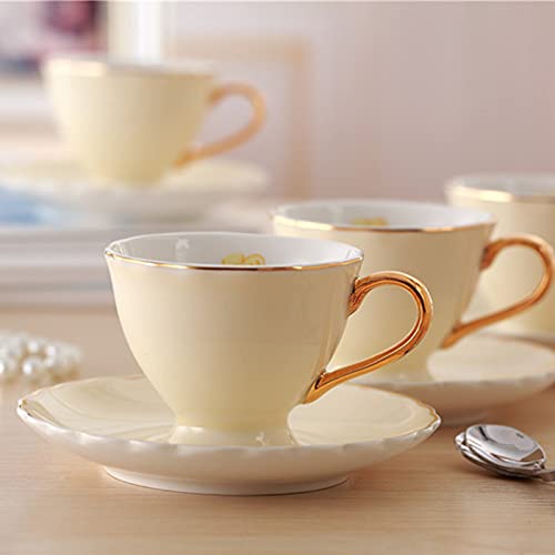 Zoofox Set Of 6 Espresso Cups And Saucers, 3 Oz Demitasse Cups With Gold Trim And Spoon, Small Tea Cup, Turkish Coffee Cup, Porcelain Espresso Cup #TOP4