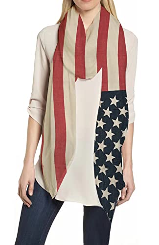 Lina & Lily Écharpe Foulard Femme Imprimé Drapeau (Drapeau Américain)