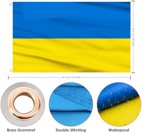 AhfuLife Ukraine flag 3x5 Ft, Large Ukrainian Flags for World Cup Decorations 2026, Double Sided with Brass Eyelets for Olympic Party Bar Garden Street Decoration Indoor Outdoor - 1