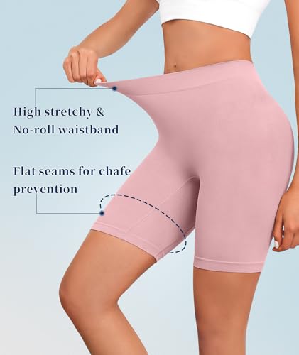 4 Pack Slip Shorts for Under Dress Women Seamless Boyshorts Panties Anti Chafing Shorts2
