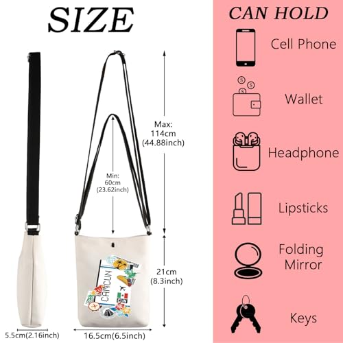 WSNANG Cancun Mexico Travel Crossbody Bag Cancun Travel Shoulder Bag Cancun Summer Beach Gift Welcome to Cancun Gift3