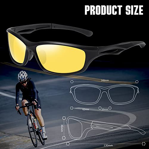 Joopin Night Vision Glasses Men Women, Sports Night Driving Glasses Sunglasses Anti Glare Uv Protection (Black Yellow) #TOP3