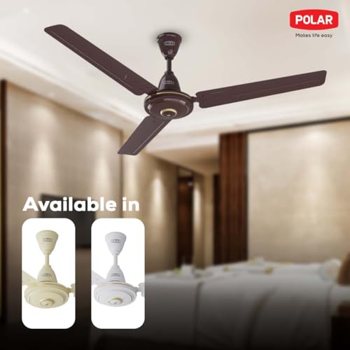 Image of POLAR Megamite 1200MM Ceiling Fan - Brown | 1-Star Rated 50 Watt Ceiling Fan For Home, Living Room, Bedroom and Offices | Powerful High Speed Fan With Copper Winding - 2 Years Warranty