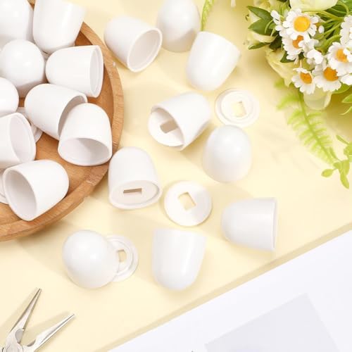 CREATCABIN 8 Stück Weiße Toilettenbolzenkappen Toilettenkappen Kunststoff Universelle Runde Aufsteckkappen Für Sitz Boden Schüssel Unterseite Dekorative Schraubenabdeckungen 3.6x3.75cm
