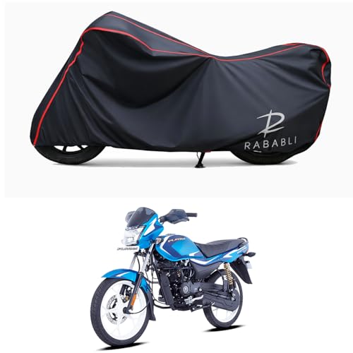 Image of Waterproof Bike Body Cover Compatible for | Bajaj Platina 110 ES Drum | Taffeta Fabric, Red Piping Design, Bottom Elastic Fit | Dustproof, Sun UV & Rain Protection for All Bikes