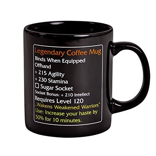 Elbenwald Tasse Legendary Coffee Mug Level 120 MMO Item für World of Warcraft Fans 320ml Keramik schwarz