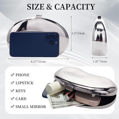 Image of Clutch Purses for Women Evening Handbags with Chain Metallic Purse Cute Shell Purse Clutch Bag for Wedding Party Prom