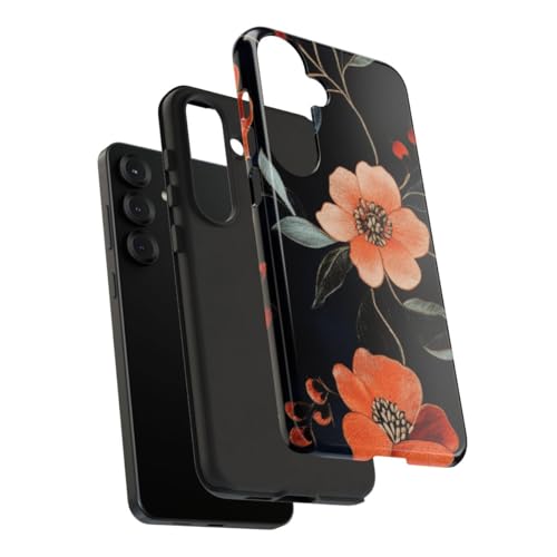 Coque Samsung S25 Plus floral brodé orange rigide antichoc - 4