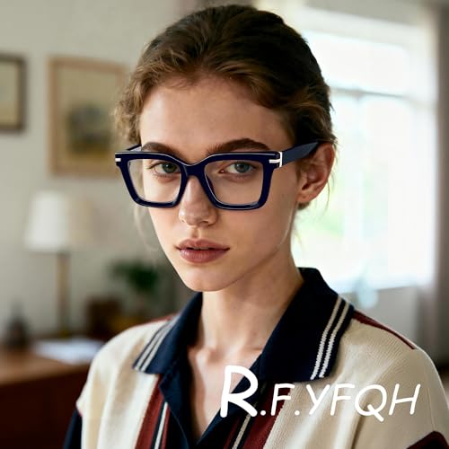 Image of Blue Light Blocking Glasses for Women Men, Square Thick Frame Anti Eyestrain & UV Glare JF6218