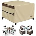 RICHIE Outdoor Patio Furniture Cover - Heavy Duty Waterproof 600D Tough Canvas Protector for Square Table Cover, All-Season Dining Table and Chair Cover (74L x 74W x 28H Inch)