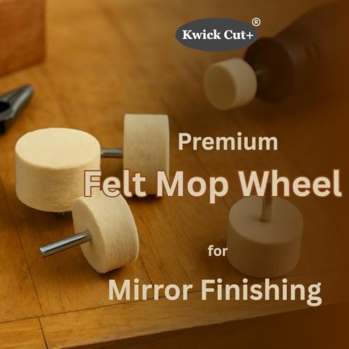 Image of KWICK CUT+ 50x25mm 5 PCS Felt Polishing Spindle Wheel 6mm Shank | Wool Buffing Pads Kit for Dremel, Grinder, Drill | High-Density Wheels for Metal, Jewelry, Glass & Wood Finishing | Mirror Finishing