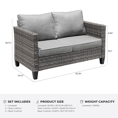 image for ovios Patio Sofa Outdoor Furniture Loveseat Couch with Comfortable Cus