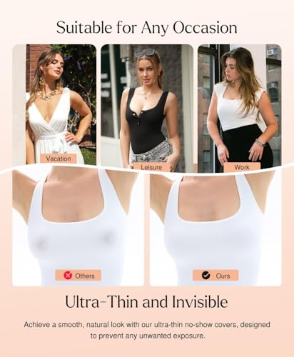 Image of Popilush Nipple Covers for Women Sticky Bra Silicone Adhesive - Breathable Invisible Reusable for Wedding, Backless Dresses