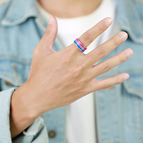 Bisexual Flag Ring. Bi Pride Pride Stainless Steel Ring With Enamei Colors (Pink, Purple & Blue) - Lgbtq Bi Pride Jewelry (7) #TOP3