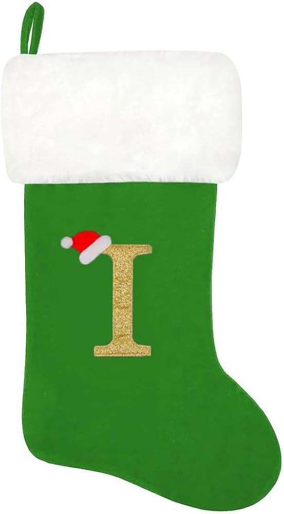 Green classic velvet christmas stocking Clearance