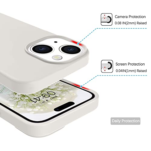 YINLAI iPhone 14 Hülle Silikon,Handyhülle , Slim Case Cover Liquid Silikon Gel Matte 3-Schicht Struktur Fallschutz rutschfeste Kratzfest HandyHülle für iPhone 14 6,1 Zoll,Beige Creme – Bild 4
