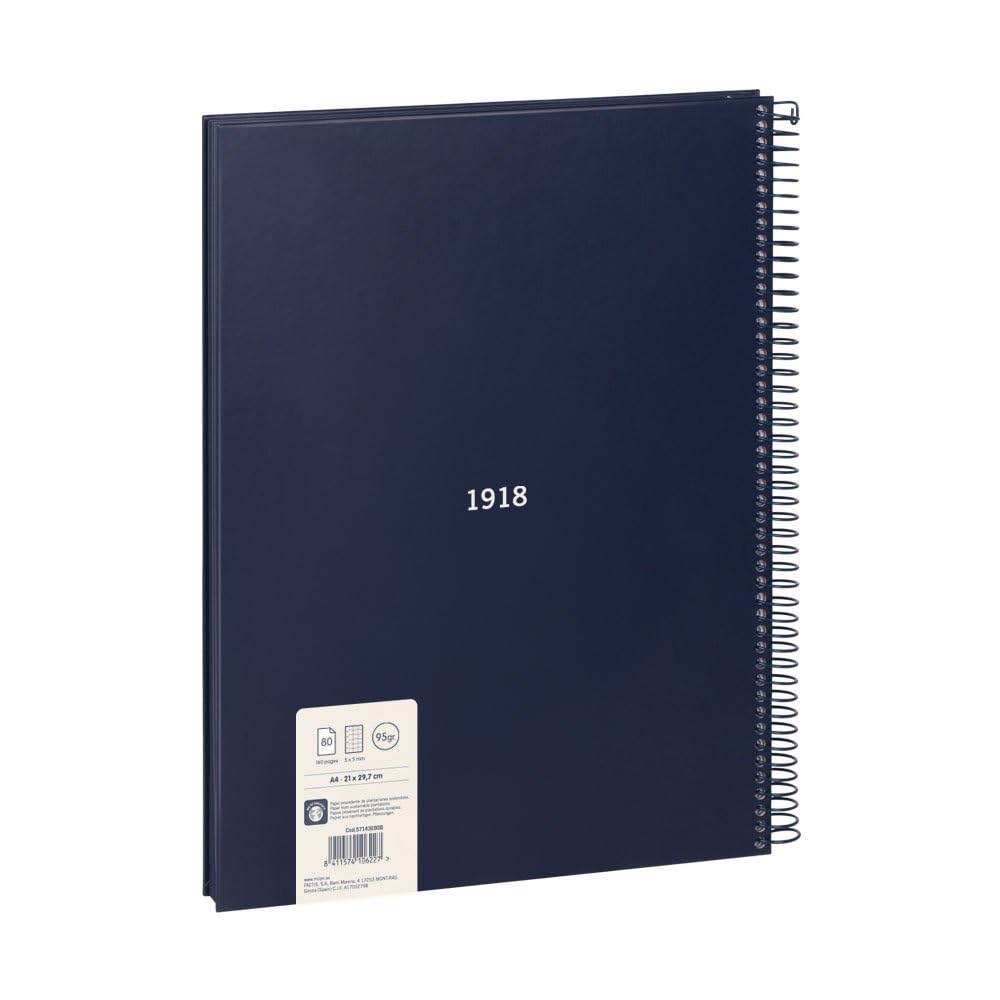 MILAN® Spiral Notebook, Graph Paper, 80 Sheets, A4, 1918 Series, Blue, navy - Image 4