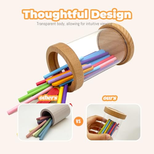 Image of Montessori Shape & Color Sorting Montessori Toys for Toddlers 3, Wooden Fine Motor Skills Sensory Toy Preschool Learning Toys Travel Gift for Boys and Girls (Acrylic Set)