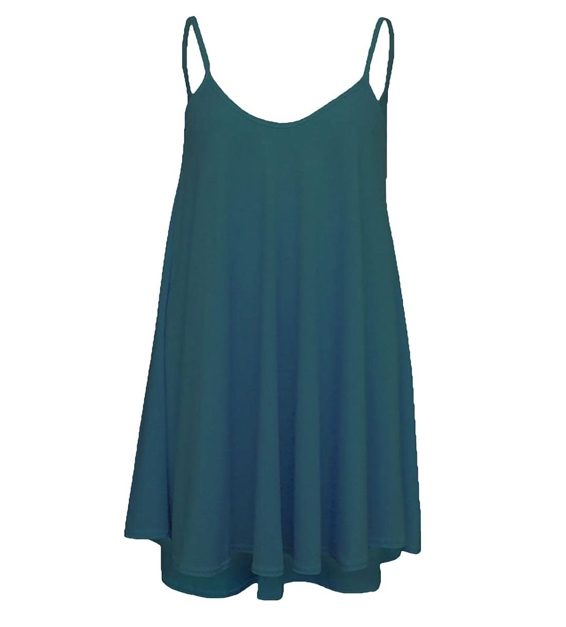 Riddled With Style Women's Teal. Sleeveless Cami Swing Dress Plain Top Strappy Cami Swing Dress Printed Cami Shirt Casual Wear Top Spaghetti Neck Fancy Party Flared Swing Dress