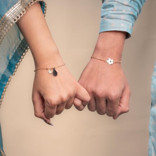 Image of Salty Rakhi for Brother & Bhaiya Bhabhi | Wrist Band Gift Pack for Sister, Bro, Bhaiya and Bhabhi | Bracelet for Men, Women | Fancy Jewellery Combo Gifts | Gift for Rakshabandhan | Traditional Rakhi Gift