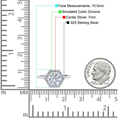 Blue Apple Co. Art Deco Hexagon Wedding Bridal Ring Round Simulated Cubic Zirconia 925 Sterling Silver4