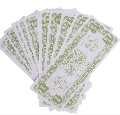 FIESTAS GUIRCA- Billetes de dólares Falsos, Color Blanco/Verde (18139)