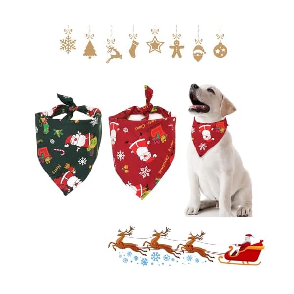 Bandanas de Noël pour chien – Lot de 2 écharpes rouges et vertes festives 41YCb9o+uoL. SS600