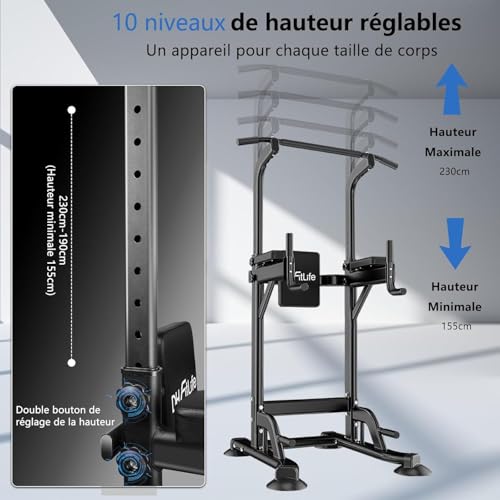 Power Tower Dip Station Équipements de sport avec barre de traction, barres de dip et dos, Station de musculation, Station de fitness, Chaise romaine musculation, Power Rack pour la maison – Image 4