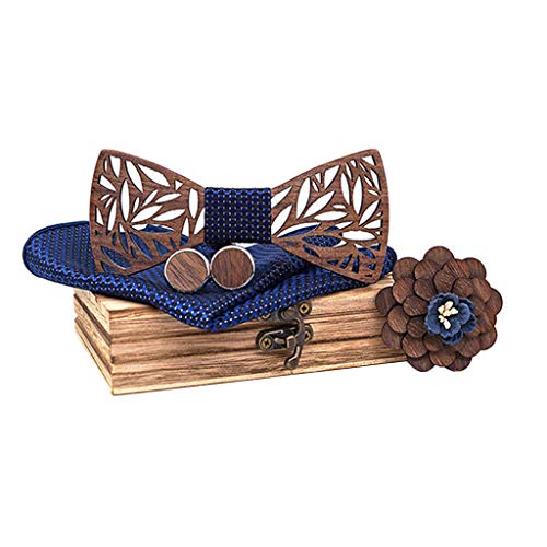 Fityle Gravata Borboleta Formal Masculina Gravata Borboleta De Madeira Abotoaduras Corsage Hankie Se