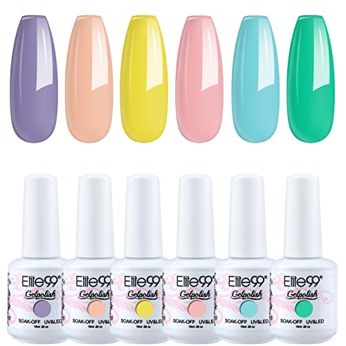 Elite99 Esmaltes Semipermanentes de Uñas en Gel UV LED, 6 Colores Kit de Esmaltes de Uñas, Esmaltes en Gel Soak Off 15ml 001 Cover