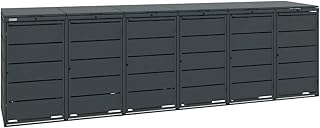 Mülltonnenbox Classic für 6 Mülltonnen (240L) aus verzinktem Stahl, 6er Metall Mülltonnenverkleidung in Anthrazit, robust & wetterfest