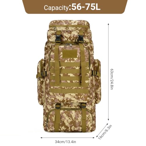 Mochila de camping de camuflaje de 56-75L grande e impermeable para hombre 5