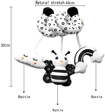 AILISITE Spiral Toys for pram,Spiral Activity Hanging Toys Car Seat Toys Baby Spiral Toy,With Ringing Bell Soft Cuddly Toy,Suitable for all Babies (Black and White)