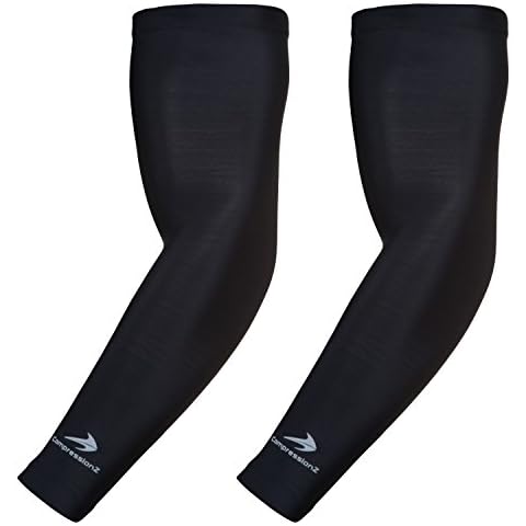 CompressionZ Compression Arm Sleeves for Men & Women UV Protection (Black, M) Cover