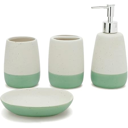 Amazon.com: Pastel Green Bathroom accesory Set 4pc,Green Bathroom Set ...