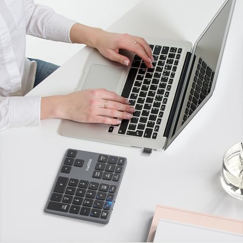 Image of MOFII Bluetooth Number Pad for Laptop - Gray Wireless Numeric Keypad 35 Keys USB-C Rechargeable Numpad, Accounting Portable Financial Data 10 Key for Laptop /PC /Desktop /Notebook /Surface Pro