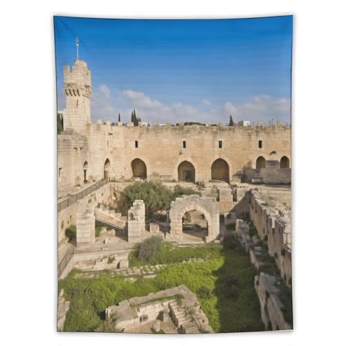 Tapisserie art abstrait Israël décoration murale grand format en tissu polyester avec crochets