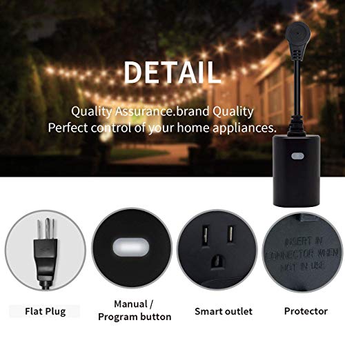 Minoston Outdoor Smart Plug Wifi Outlet Heavy Duty Plug-In Outlet, Remote Control, Waterproof, Compatible With Alexa Google Assistant, No Hub Required, Black(Mp22W) #TOP7