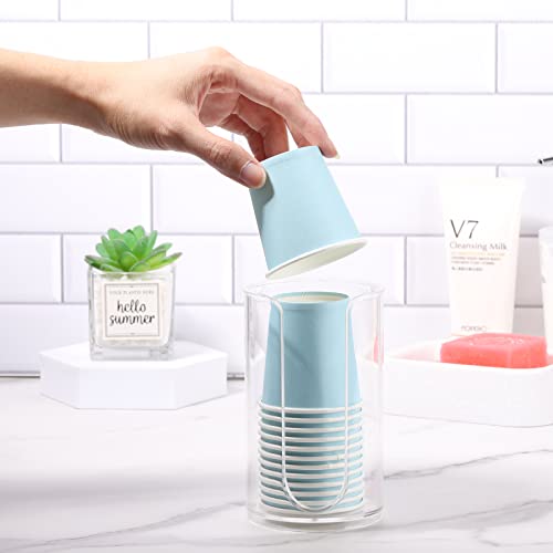 Lovebb Plastic Small Disposable Paper Cup Dispenser Storage Holder For Bathroom Vanity Countertop's Rinsing/Mouthwash Cups #TOP4