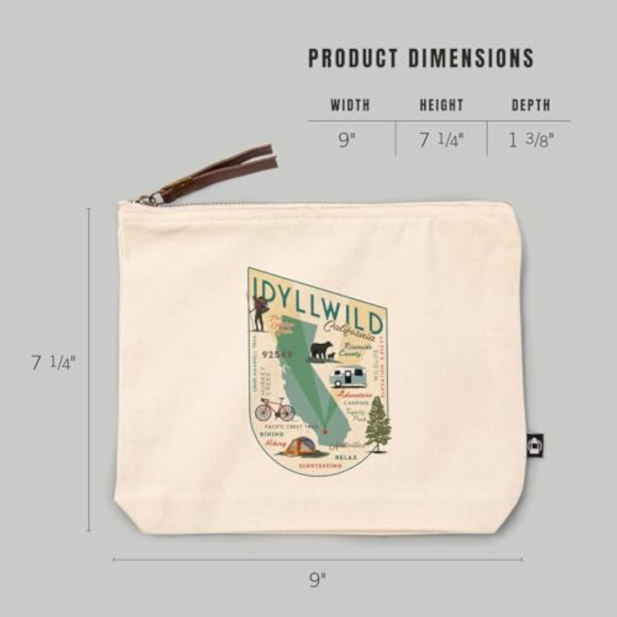 Cotton Canvas Travel Accessory Go Bag, Idyllwild Typography