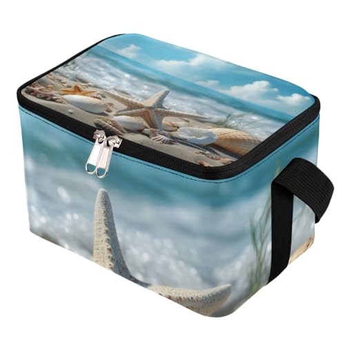 GzLeyigou Lunch Bags for Women Men 9 Cans,Starfish Beach Seashell Hot & Cold Food Delivery Bag Insulated Grocery Bag Insulated Lunch Box Summer Cooler Bag for Office Work Picnic Beach