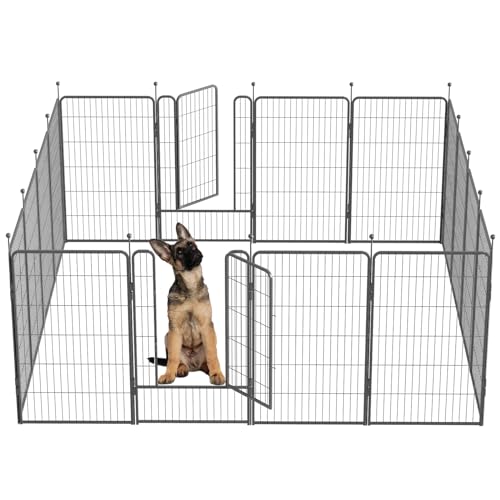 Image of Dog Playpen,32 /40 /45 Inch Height in Heavy Duty, Folding Indoor Outdoor Anti-Rust Dog Exercise Fence, Portable Pet Playpen with Door for Large Medium Small Dogs and Pet (16 Panels, 45 Inch) Silver